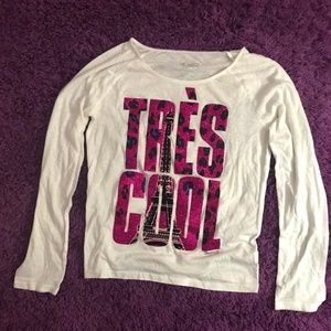 L white Justice long-sleeve t-shirt